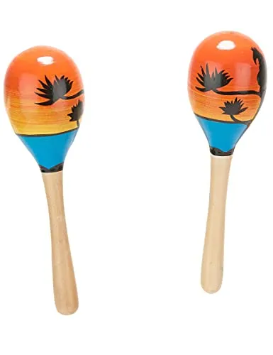 DEGUISE TOI Vegaoo Hawaii-Rasseln Maracas-Holzrasseln orange-blau-schwarz