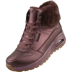 Skechers Uno Rugged Galactic Heights Damen Stiefelette Lila - Wanderschuhe mit modischem Kunstleder im Perlmutt-Look, optimaler Halt durch Schnürung und Reißverschluss, und Skechers Air-Cooled Memory Foam für höchsten Komfort.