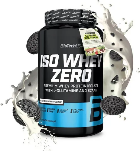 BioTech USA Iso Whey Zero 908 g - Black Biscuit - Protein Shake für Muskelaufbau, enthält 0% Zucker und ist ideal für Fitness-Enthusiasten, die Wert auf Geschmack und Qualität legen.