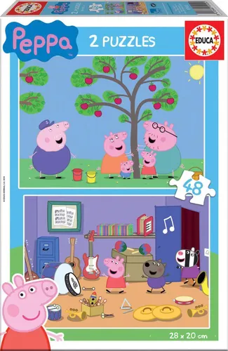 Educa Borras - Ukadanka Peppa Pig 2x48 elementów - Oficjalny Produkt Oryginalny