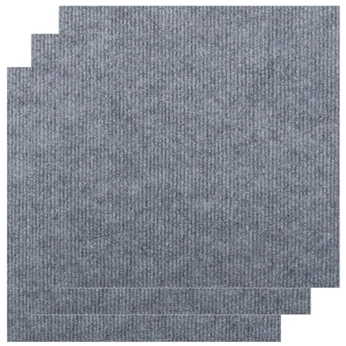 KAHEIGN 30Pcs Teppichfliesen 30x30cm selbstklebende Teppichfliesen, strapazierfähiger Teppich Bodenbelag Selbstklebend Rutschfest Teppichboden für Büro, Wohnzimmer, Schlafzimmer (hellgrau)