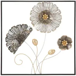 Mauro Ferretti Wandbild Pannello - Modernes Metall Wandpaneel 50x5.5 cm - Kunstdrucke - Beeindruckendes 3D Wandpaneel mit abstraktem Pflanzendesign aus hochwertigem Metall, ideal für Wohnzimmer, Flur oder Büro.