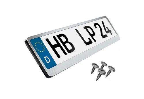 L & P Car Design Kennzeichenhalter für Auto Edelstahl gebürstet Premium Kennzeichenhalter V2A, (1 Stück)