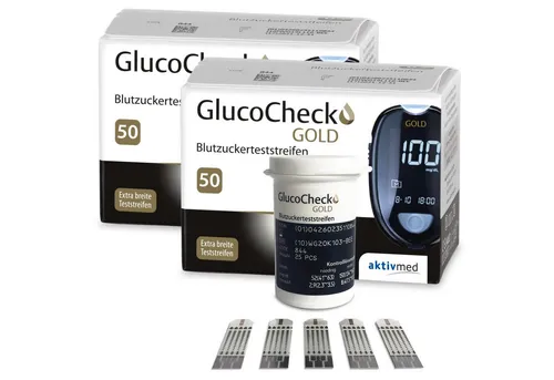 GlucoCheck Blutzucker-Teststreifen GlucoCheck GOLD, 100-tlg., Goldbeschichteten Elektrode