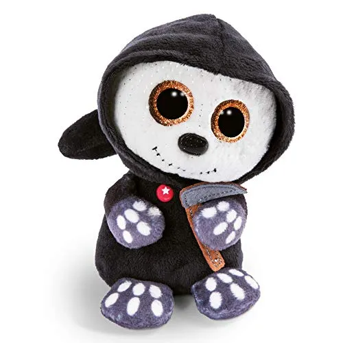 NICI Glubschis: Das Original – Glubschis Halloween Sensenmann Sanito 15 cm I Kuscheltier Sensenmann mit großen Augen I Flauschiges Plüschtier mit Glitzeraugen ab 0 Monaten I schwarz / weiß – 46305