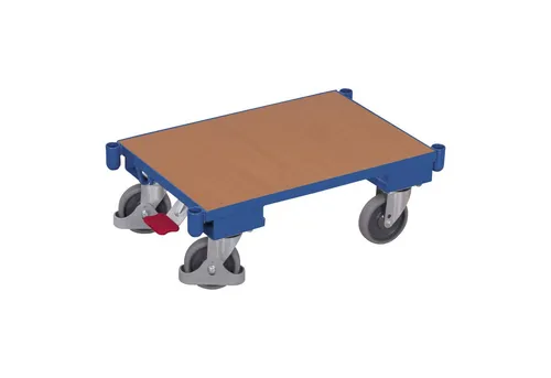 Variofit Euro-System-Roller mit 1 Boden und Eckhülsen - Transportroller mit 250 kg Traglast, pulverbeschichtet und schlagfest. Ideal für Eurokisten 600x400 mm, ausgestattet mit EasySTOP und 4 Lenkrollen für optimale Mobilität.