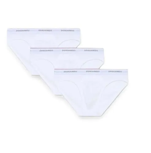 DSQUARED2 Slip 3-Pack Brief DCX300060 - Weiß, XL - Herren-Slips aus hochwertiger Stretch-Baumwolle mit Jacquard-Logo, ideal für Komfort und Passform, Maschinenwaschbar.