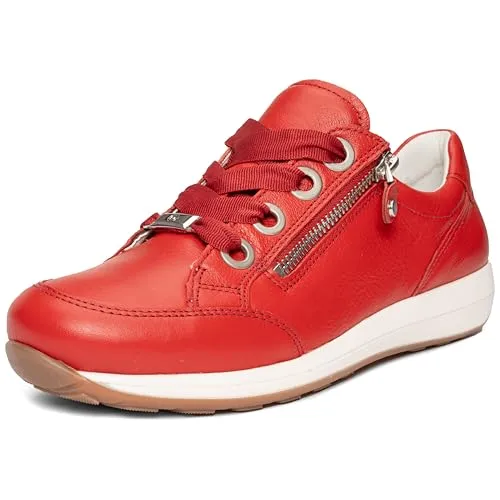 ARA Damen Osaka Sneaker, Rot, Größe 39 - Damen-Sneaker aus hochwertigem Leder, kalt gefüttert für optimalen Komfort und ideale Passform, perfekt für den Alltag.