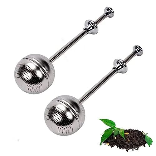 Alihoo 2 Stück Teesieb, Teefilter für Tasse - Teesieb mit langem Griff aus 304 Edelstahl für losen Tee und Mulling Gewürze