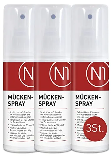 N1 Mückenspray 300 ml - Effektiver Insektenschutz mit Zitrusduft - Langanhaltender Schutz vor Mücken und Zecken für die ganze Familie. Wasserfest und hautverträglich, ideal für Outdoor-Aktivitäten und Reisen. Dermatologisch getestet, geeignet für Kinder ab 6 Monaten.