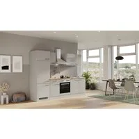 Flex-Well Exclusiv Küchenzeile Lund 270 cm - Küchenzeilen mit flexibler Montage und hochwertiger Ausstattung. Pflegeleichte Kunststofffronten und viel Stauraum für Geschirr und Küchenutensilien. Inklusive Edelstahlspüle und Arbeitsplatte im modernen Design.