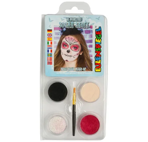 Eulenspiegel Kostüm Schminkset - Totenkopf-Mädchen - für Kinder