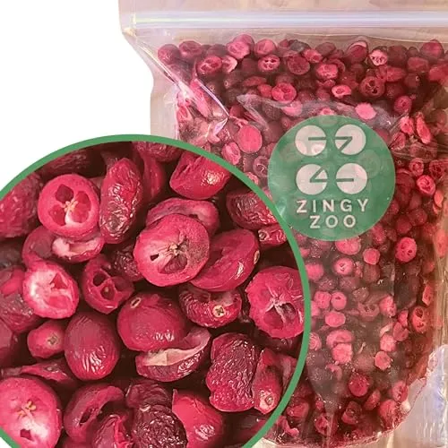 Gefriergetrocknet Preiselbeeren Ohne Zucker | XL 250g Natürlich Ungezuckert Cranberries Gefriergetrocknete Früchte | Wild Natural Freeze Dried Fruit | Cranberries Gefriergetrocknet | ZingyZoo