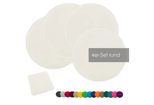 heimtexland Sitzkissen Filz – Abwaschbare Sitzauflage für drinnen und draußen - Stuhlkissen aus robustem, pflegeleichtem Polyester in Wollweiß. Ideal für Stühle, Bänke und Outdoor-Aktivitäten. Set mit 4 Kissen für optimalen Komfort!