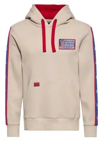 King Kerosin Herren Kapuzen Pullover, Sweater, Regular Hoodie, Langarm Hoody Sweatshirt, Ärmel Mit Sternen, Sweatjacke Mit Vintage Look, Retro Stil, Biker, Motorrad, Make Chopper Great Again