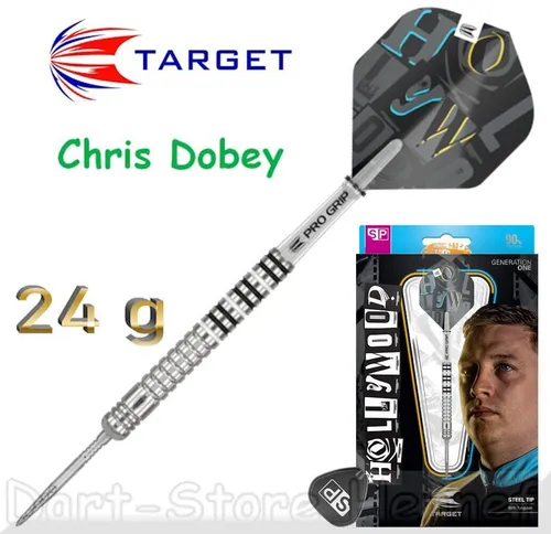 TARGET Steeldarts CHRIS DOBEY, Swiss Point, 24 g - Hochwertige Steeldarts mit 90 % Wolfram für präzise Würfe, ideal für ambitionierte Spieler.