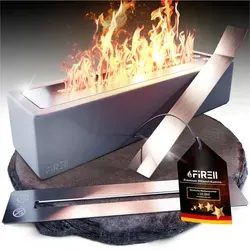 Firell® Tischkamin SQUARE aus Beton – Elegantes Bioethanol Tischfeuer mit langer Brenndauer - Der Firell Tischkamin SQUARE aus massivem Beton bietet eine beeindruckende Brenndauer von bis zu 3 Stunden. Ideal für stimmungsvolle Abende auf Terrasse oder Balkon. Inklusive Flammenregulierung und Löschstab für Sicherheit.