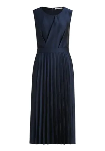 Betty & Co Damen Chiffonkleid mit Plissee 36, Dunkelblau - Freizeitkleid für Damen mit elegantem Plissee-Design und figurumspielender Passform, perfekt für besondere Anlässe oder entspannte Tage.