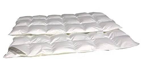 Betten Hofmann 4-Jahreszeitenbett - Premium Ganzjahres Daunendecke - Allergiker Bettdecken, leicht und ideal für Wasserbetten. Füllung aus 620g kanadischen Gänsedaunen, ohne Kältezonen, waschbar bis 60°C, für höchsten Schlafkomfort.