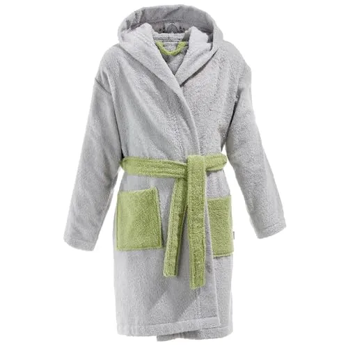 Erwin Müller Kinder Poncho mit Kapuze Tiger grau Größe 122/128 - kuschelweich, saugstark, angenehm wärmend