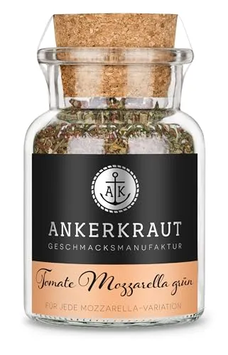 Ankerkraut Tomate-Mozzarella grün, Gewürzmischung, mediterranes Gewürz für italienische Antipasti, 55 g im Korkenglas