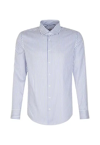 seidensticker Businesshemd Schwarze Rose Slim Kentkragen Gestreift blau S (38)