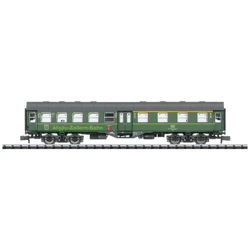 MiniTrix 18454 N Umbauwagen AByg 503 - Personenwagen, vierachsiger Umbauwagen 1./2. Klasse der DB in chromoxidgrüner Farbgebung, ideal für den vorbildgerechten Modellbau mit nachrüstbarer Innenbeleuchtung.