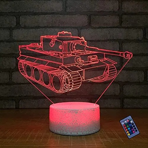 Optische Täuschung 3D Panzer Nacht Licht 16 Farben Andern Sich Fernbedienung USB-Strom Touch Schalter Dekor Lampe LED Lampe Tisch Kinder Geburtstag Weihnachten Geschenk