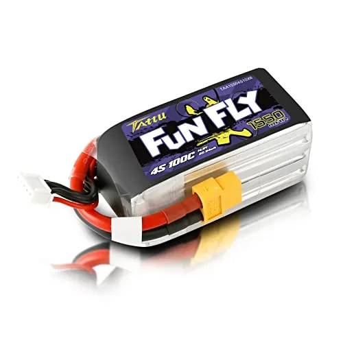 Gens Ace Tattu Funfly Series 1550mAh 14.8V Lipo Akku - Hochleistungs-Akku für RC-Modelle, 100C Entladerate für schnelle Performance und lange Lebensdauer, ideal für Drohnen und Flugzeuge.