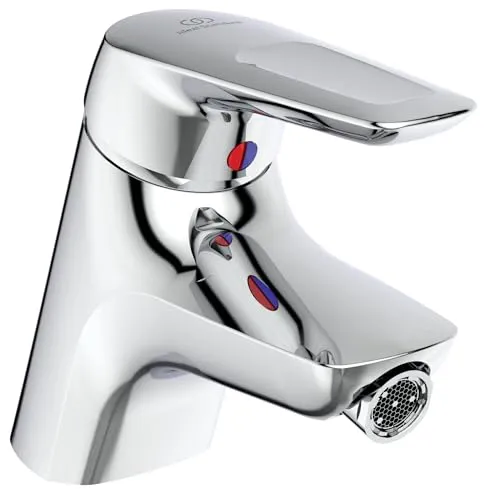 Ideal Standard A5655AA Ceramix Blue Bidetarmatur - Bidet-Armatur mit Cool-Body-Funktion für sicheren Schutz vor zu heißen Temperaturen und langer Lebensdauer dank High-Performance Keramik-Kartusche. Spart Wasser und Energie ohne Komfortverlust.