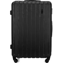 Solier Hartschalen Reisekoffer, Rollkoffer mit Zahlenschloss, Groß Reisetrolley ABS M 41L schwarz - Schwarz