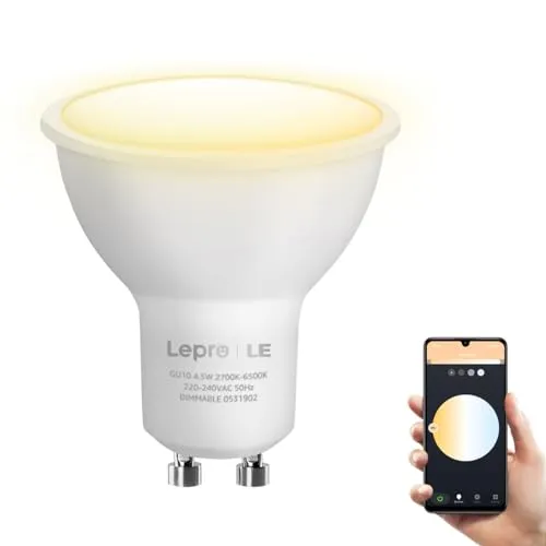 Lepro GU10 Smart LED Lampe, Alexa Glühbirne Dimmbar Warmweiß und Kaltweiß, LED Leuchtmittel, kompatibel mit Alexa und Google Home