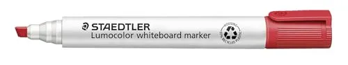 STAEDTLER Whiteboard Marker Lumocolor, rot, trocken und rückstandsfrei abwischbar, Keilspitze ca. 2 oder 5 mm, hohe Qualität Made in Germany, 10 rote Marker, 351 B-2