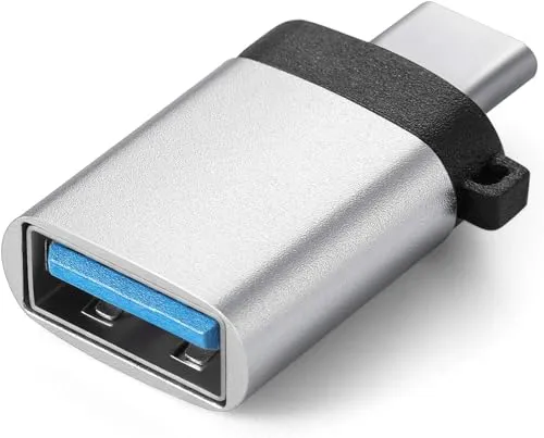Adapterstecker USB-A 3.0 (w) auf USB-C (m) Stick Silber für Samsung Xiaomi Pixel Smartphone Laptop und Tablet