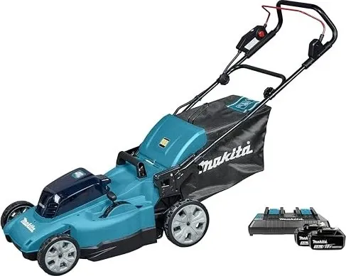 Makita Rasenmäher DLM480PT2, Akku 2x18V, 5Ah mit 2 Akkus in blau von Makita