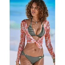 Lascana Damen Bikini-Hose seitliche Zierringe, unifarben für Trendige Kombinationen am Pool