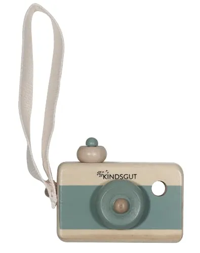 Kindsgut Holzkamera, Fotoapparat Holzspielzeug für Kleinkinder, schönes Geschenk in dezenten Farben für Spielspaß, Aquamarin