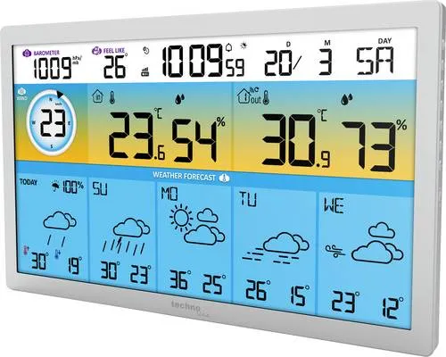 Techno Line WD2500 Funk-Wetterstation - Wetterstation mit max. 3 Sensoren, bietet präzise Wetterdaten direkt auf Ihr Smartphone über die kostenlose 