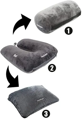 daydream 3 in 1 Nackenkissen mit Mikroperlen - Psychologie & Hilfe - Vielseitiges Nackenkissen als Nackenhörnchen, Reisekissen und Nackenrolle, perfekt für Reisen und Camping.