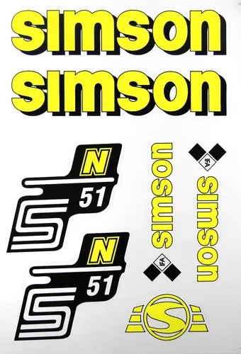 Aufkleber-Set gelb für Simson S51N Tank und Seitendeckel