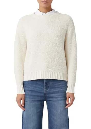 Damen Strickpullover von COMMA CASUAL IDENTITY, Gr. 40, creme beige - Hüftbedeckender, bequemer Strickpullover aus Bouclé mit Rundhalsausschnitt und langem Arm. Ideal für entspannte Casual-Looks.