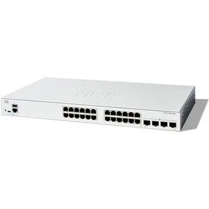 Cisco Catalyst 1300-24T-4G Switch - 24x 1GbE und 4x SFP - Netzwerk-Switch mit 24 RJ45-Ports und 4 SFP-Ports, lüfterloses Design für leisen Betrieb und effiziente Energieeinsparung, ideal für anspruchsvolle Netzwerkanforderungen.