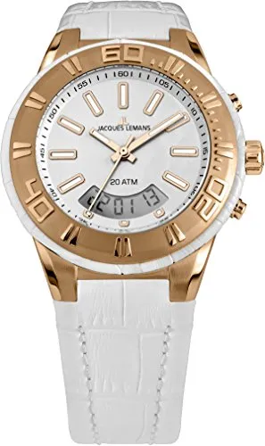 Jacques Lemans Damen Armbanduhr Multi Zifferblatt Quarz Leder 1-1772F