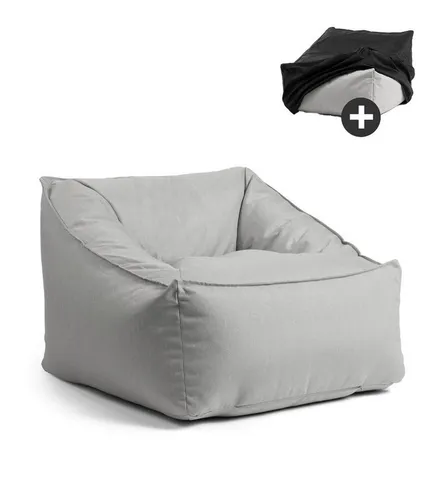 mokebo Sitzsack Der Sunnyboy mit Schutzhülle – Lichtgrau - Stylischer Sitzsack für drinnen und draußen, gefertigt aus wetterfestem Outdoorstoff. Ideal für entspannte Stunden im Garten, leicht zu reinigen und sofort einsatzbereit.