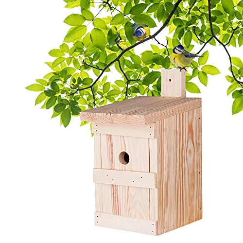 BigDean Nistkasten für Meisen & Kleinvögel - Vogelhaus aus Massivholz - 27x17x17cm - Brutkasten handgemacht in Europa - Meisenkasten wetterfest mit Einflugloch 28mm