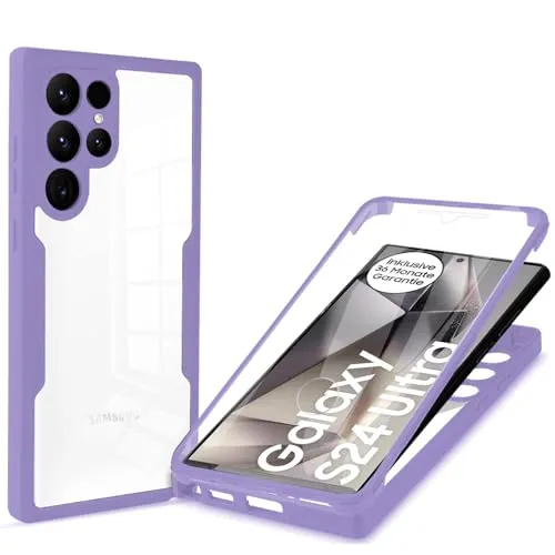 Grad Hülle Kompatibel mit Samsung Galaxy S24 Ultra | Handyhülle mit eingebautem Displayschutz für Galaxy S24 Ultra | Lila 360