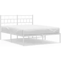 vidaXL Bettgestell Metall Weiß 150x200 cm mit Kopfteil - Entdecke das elegante Metallbett für dein Schlafzimmer! Robuste Stahlkonstruktion, praktischer Stauraum und hervorragende Rückenunterstützung machen es zur perfekten Wahl für Komfort und Stil.