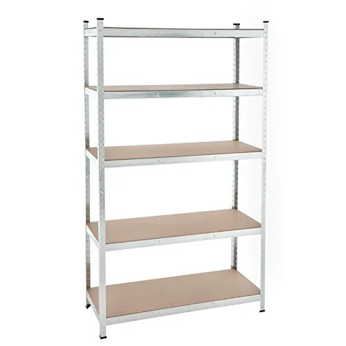 Steckregal 200x100x50 cm / 200x120x60 cm / 200x100x60cm oder 200x120x50 cm- 875 kg - Farbe wählbar - Werkstattregal Kellerregal Schwerlastregal Regal (200x120x50 cm, Verzinkt)