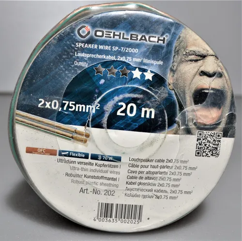 Oehlbach Lautsprecherkabel OFC Minispule 2x0,75mm² 20m 202 Speaker Wire