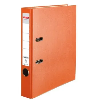 Herlitz® Ordner Q.file | Rücken 5 cm | PP-Folie | Büroorganizer für A4 Dokumente | Wechseletikett | Hebelmechanik mit Druckleiste | Aufnahme von 350 Blatt | orange